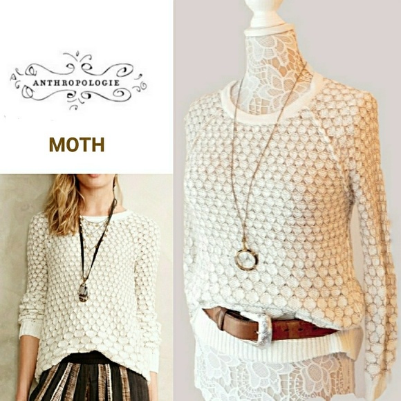 Anthropologie Sweaters - ANTHROPOLOGIE "MOTH" COTTON HI-LO CREAM SWEATER